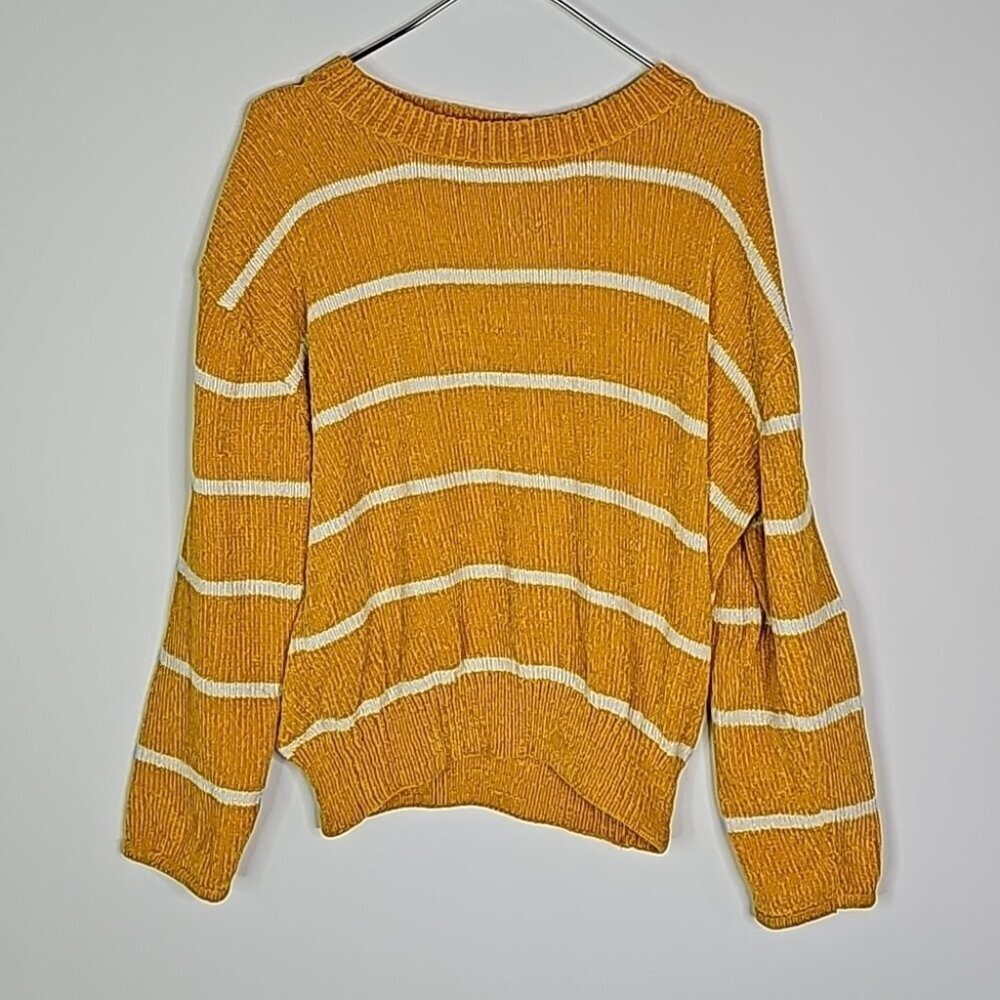 Luv Lane small yellow and white striped long sleeve sweater